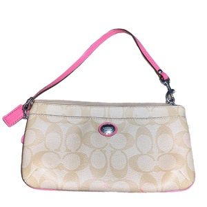Coach • 3 Pocket Wristlet • Signature Cavas and Pink.